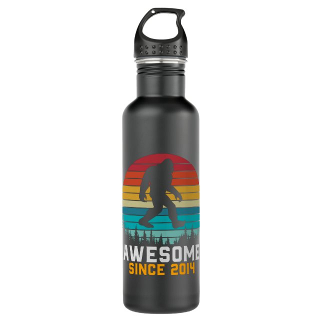 Awesome since 2014 | Birthday Bigfoot Retro 710 Ml Water Bottle (Front)