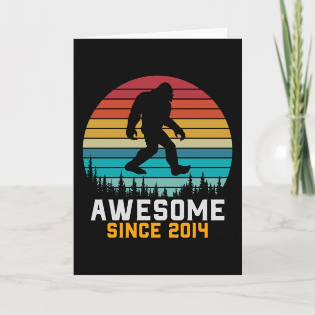 Awesome since 2014 | Birthday Bigfoot Retro Card (Front)