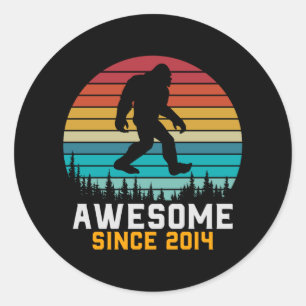 Awesome since 2014 Birthday Bigfoot Retro Classic Round Sticker