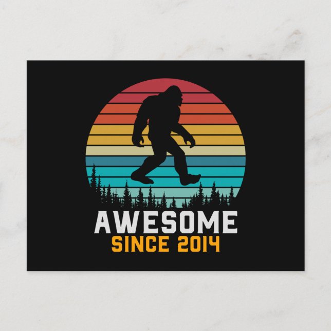 Awesome since 2014 | Birthday Bigfoot Retro Postcard (Front)