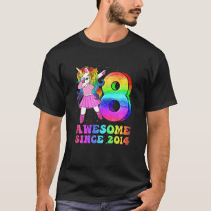 Awesome Since 2014 Dabbing Unicorn Birthday 8 Year T-Shirt