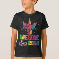 Awesome Since 2014 Unicorn 9th Birthday Gift