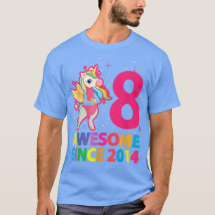 Awesome Since 2014 Unicorn Girls 8th Birthday Eigh T-Shirt