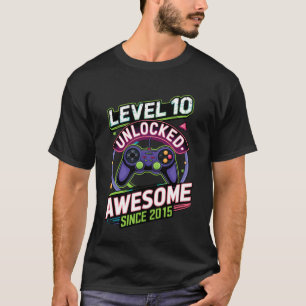 Awesome Since 2015 10th Birthday Level 10 Unlocked T-Shirt