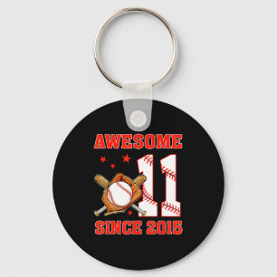 Awesome since 2015 11 year old boys bday baseball key ring