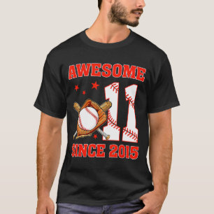 Awesome since 2015 11 year old boys bday baseball T-Shirt