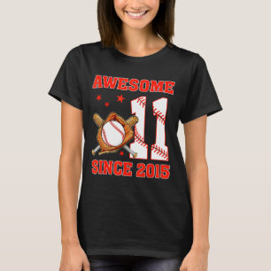 Awesome since 2015 11 year old boys bday baseball T-Shirt