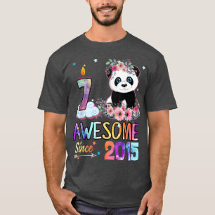 Awesome since 2015 7th Birthday 7 Year Old Panda U T-Shirt