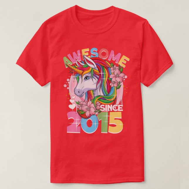 Awesome since 2015 7th Birthday Girl 7 Years Unico T-Shirt (Design Front)