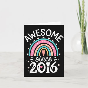 Awesome Since 2016 9th Birthday Rainbow Born In 20 Card