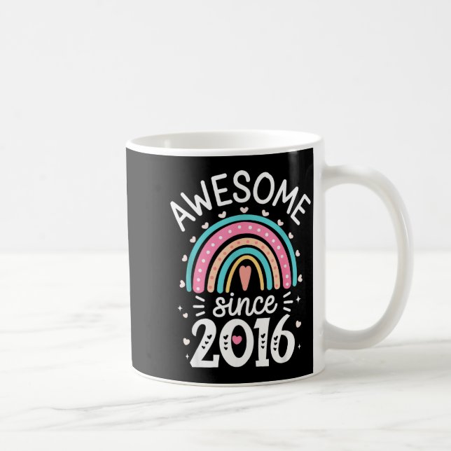 Awesome Since 2016 9th Birthday Rainbow Born In 20 Coffee Mug (Right)