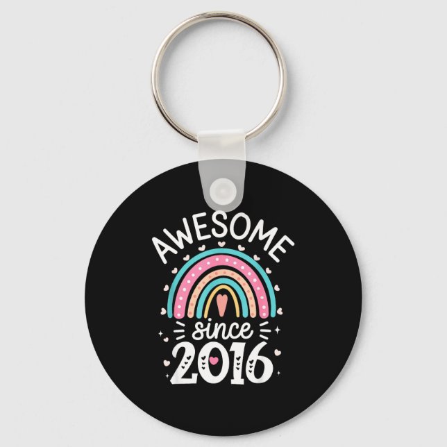 Awesome Since 2016 9th Birthday Rainbow Born In 20 Key Ring (Front)
