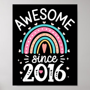 Awesome Since 2016 9th Birthday Rainbow Born In 20 Poster
