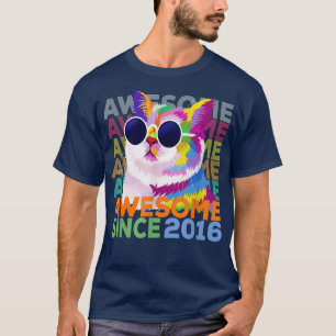 Awesome Since 2016 Funny Cat Lover 6th Birthday T-Shirt