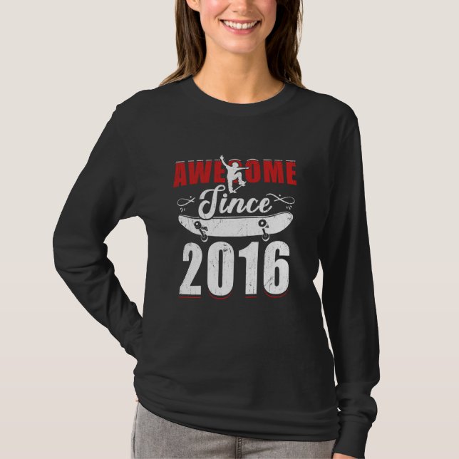 Awesome Since 2016 Tee 8 Skateboard Its My 8th Bir (Front)