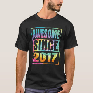 Awesome Since 2017 5 Years Old 5th Birthday Tie Dy T-Shirt