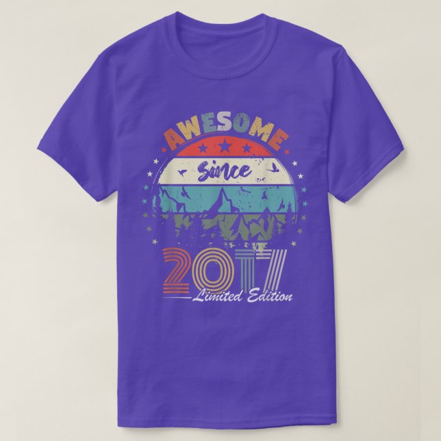 Awesome Since 2017 5th Birthday Boy Girl 5 Years  T-Shirt (Design Front)