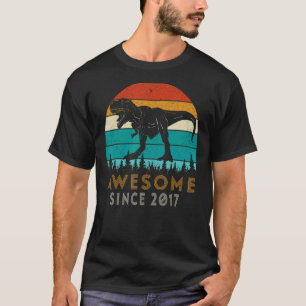 Awesome Since 2017 5th Birthday Gifts Dinosaur 5 Y T-Shirt