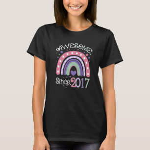 Awesome Since 2017 5th Birthday Rainbow  Born In 2 T-Shirt