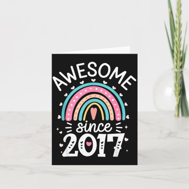 Awesome Since 2017 8th Birthday Rainbow Born In 20 Card (Front)