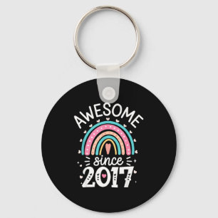 Awesome Since 2017 8th Birthday Rainbow Born In 20 Key Ring