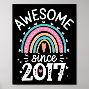 Awesome Since 2017 8th Birthday Rainbow Born In 20 Poster