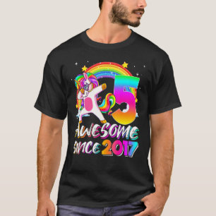 Awesome Since 2017 Dabbing Unicorn 5th Birthday 5 T-Shirt