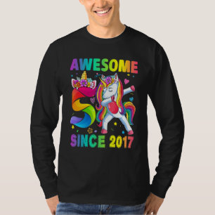 Awesome Since 2017 Dabbing Unicorn 5th Birthday 5 T-Shirt