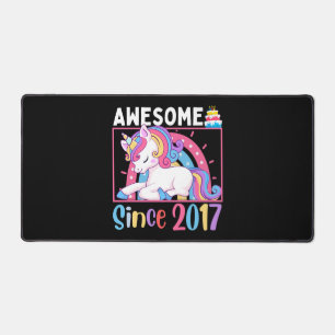 Awesome Since 2017 Girl Unicorn Birthday Celebrati Desk Mat