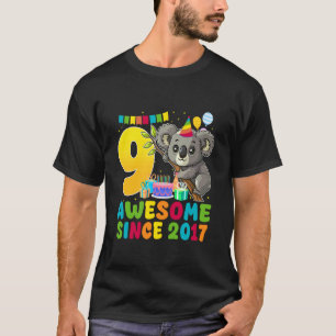 Awesome Since 2017 Koala Theme 9 Year Old Birthday T-Shirt