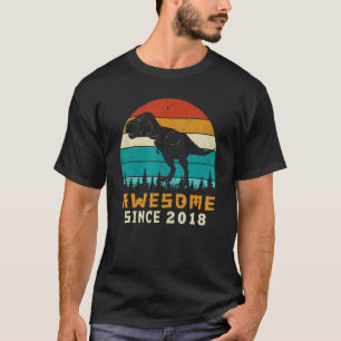Awesome Since 2018 4th Birthday Gifts Dinosaur 4 Y T-Shirt