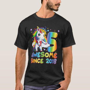 Awesome Since 2018 Flossing Unicorn 5th Birthday 5 T-Shirt