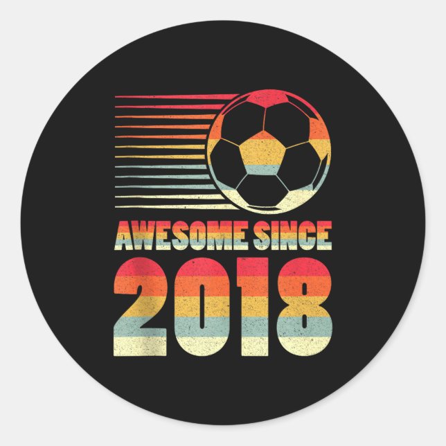 Awesome Since 2018 Soccer 8th Birthday Tank Top  Classic Round Sticker (Front)