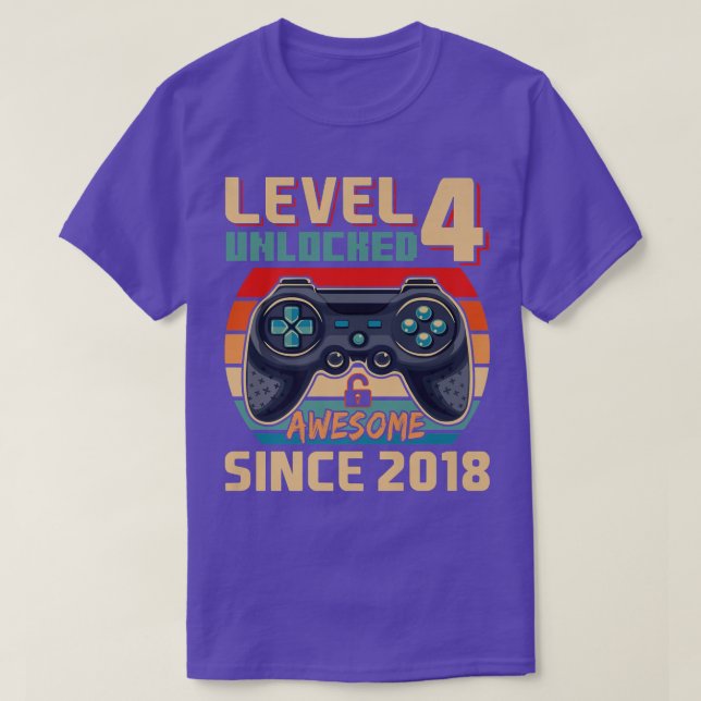 Awesome Since 2018 Video Game 4th Bday Level 4 Unl T-Shirt (Design Front)