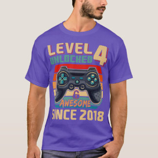 Awesome Since 2018 Video Game 4th Bday Level 4 Unl T-Shirt