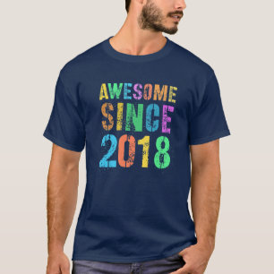 AWESOME SINCE 2018 Vintage 4Th Birthday Boy Girl R T-Shirt