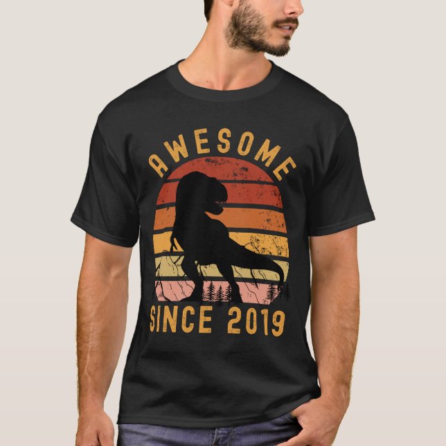 Awesome Since 2019 Dinosaur T-Shirt (Front)