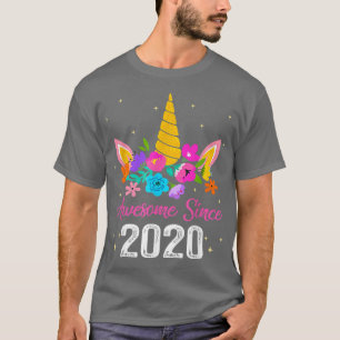 Awesome Since 2020 2nd Birthday 2 Year Old Unicorn T-Shirt