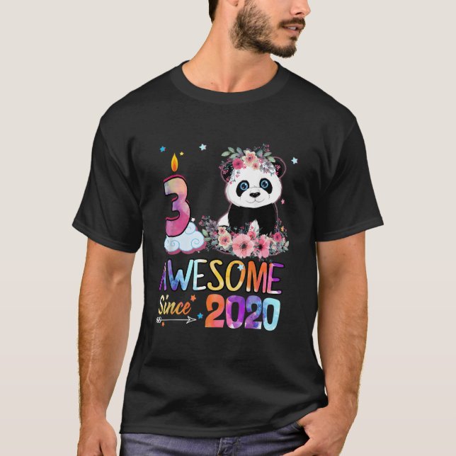 Awesome Since 2020 3Rd 3 Panda Unicorn T-Shirt (Front)