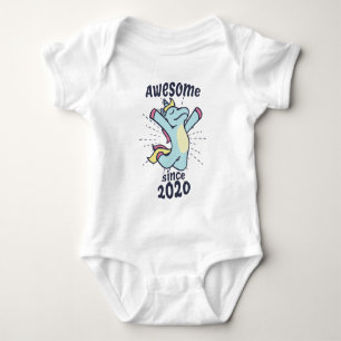 Awesome Since 2020 - Kids Birthday Unicorn Baby Bodysuit