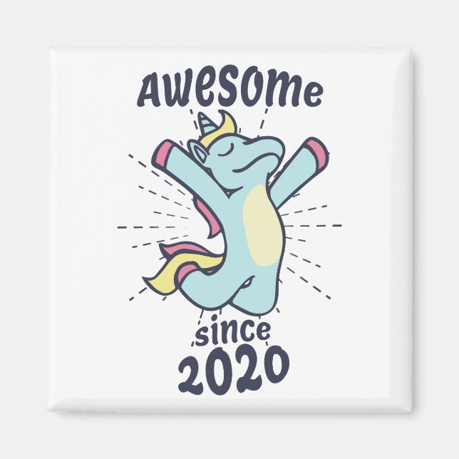 Awesome Since 2020 - Kids Birthday Unicorn Magnet (Front)