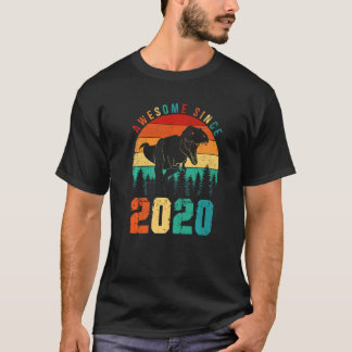 Awesome Since 2020 Retro Dinosaur Boys 3rd Birthda T-Shirt