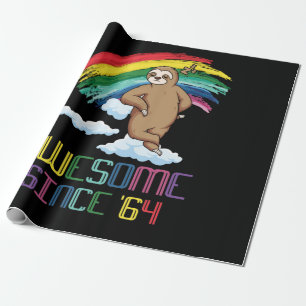 Awesome Since '64 59th Birthday Sloth Rainbow Wrapping Paper