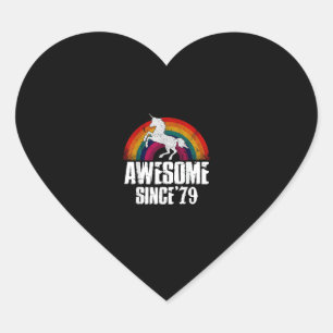Awesome Since 79 Unicorn Vintage Funny Birthday Gi Heart Sticker