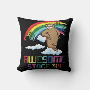 Awesome Since '99 24th Birthday Sloth Rainbow Cushion