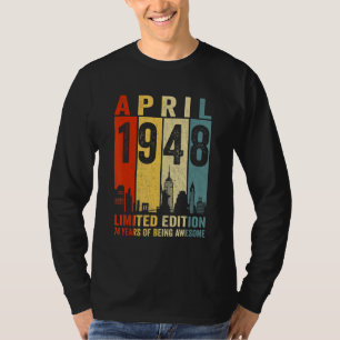 Awesome Since April 1948 74th Birthday Vintage Ret T-Shirt