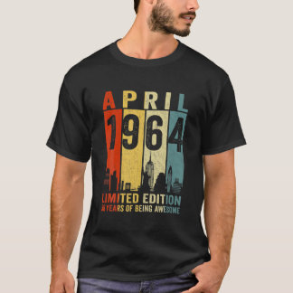 Awesome Since April 1964 58Th Birthday Vintage Ret T-Shirt