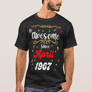 Awesome Since April 1967 birthday Flowers & Butter T-Shirt