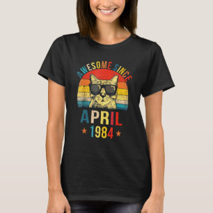 Awesome Since April 1984 38th Birthday  Cat T-Shirt