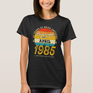 Awesome Since April 1985 Vintage 37th Birthday T-Shirt